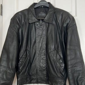 Leather bomber jacket